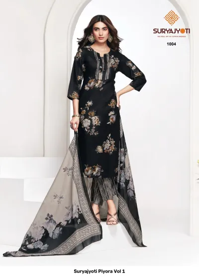 Suryajyoti Piyora Vol 1 — Pure Lawn Cotton With Foil, Unstitched Dress Materials, Suryajyoti wholesale from Surat — view 7