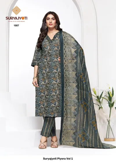 Suryajyoti Piyora Vol 1 — Pure Lawn Cotton With Foil, Unstitched Dress Materials, Suryajyoti wholesale from Surat — view 9