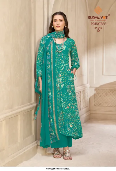 Suryajyoti Princess Vol 21 — Heavy Rayon Print, Unstitched Dress Materials, Suryajyoti wholesale from Surat — view 11