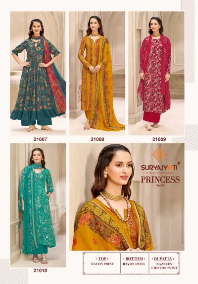 Suryajyoti Princess Vol 21 — Heavy Rayon Print, Unstitched Dress Materials, Suryajyoti wholesale from Surat — view 13