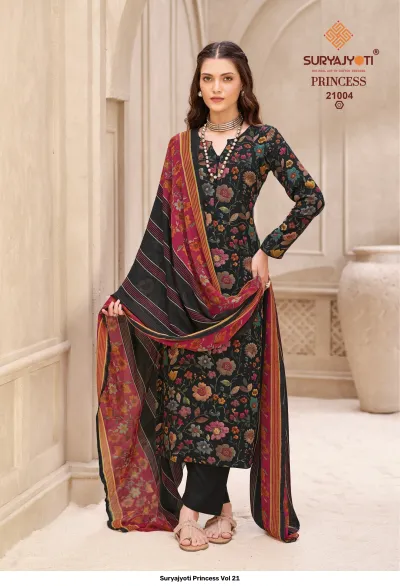 Suryajyoti Princess Vol 21 — Heavy Rayon Print, Unstitched Dress Materials, Suryajyoti wholesale from Surat — view 5