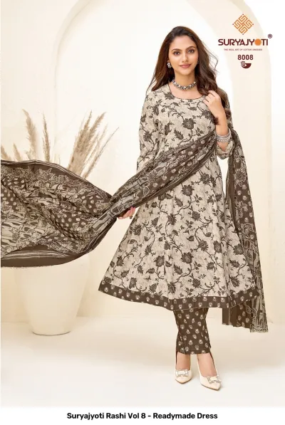 Suryajyoti Rashi Vol 8 - Readymade Dress — Heavy Cotton Printed Anarkali Style, Stitched Suits, Suryajyoti wholesale from Surat — view 10