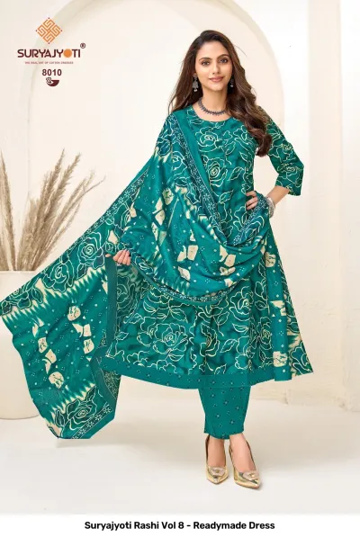 Suryajyoti Rashi Vol 8 - Readymade Dress — Heavy Cotton Printed Anarkali Style, Stitched Suits, Suryajyoti wholesale from Surat — view 11