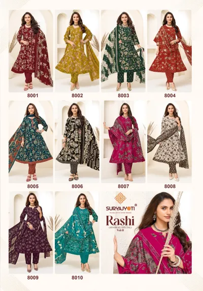 Suryajyoti Rashi Vol 8 - Readymade Dress — Heavy Cotton Printed Anarkali Style, Stitched Suits, Suryajyoti wholesale from Surat — view 12