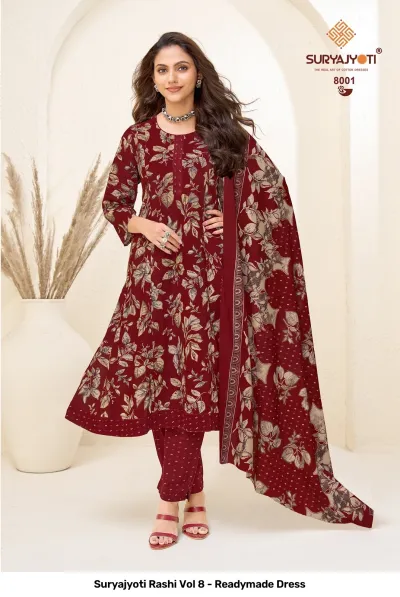 Suryajyoti Rashi Vol 8 - Readymade Dress — Heavy Cotton Printed Anarkali Style, Stitched Suits, Suryajyoti wholesale from Surat — view 2