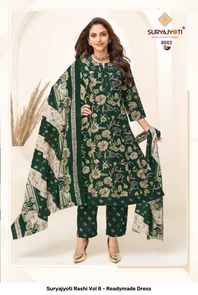 Suryajyoti Rashi Vol 8 - Readymade Dress — Heavy Cotton Printed Anarkali Style, Stitched Suits, Suryajyoti wholesale from Surat — view 3