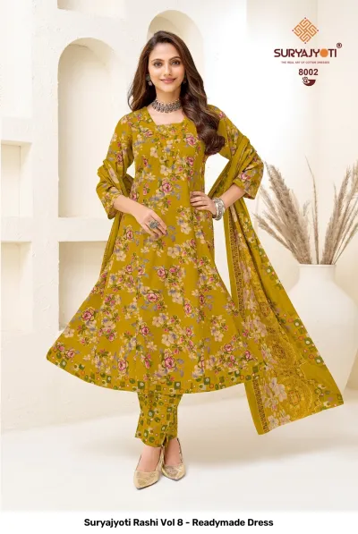 Suryajyoti Rashi Vol 8 - Readymade Dress — Heavy Cotton Printed Anarkali Style, Stitched Suits, Suryajyoti wholesale from Surat — view 4