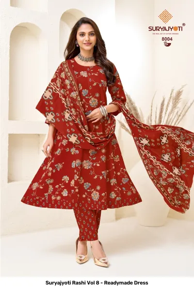 Suryajyoti Rashi Vol 8 - Readymade Dress — Heavy Cotton Printed Anarkali Style, Stitched Suits, Suryajyoti wholesale from Surat — view 5