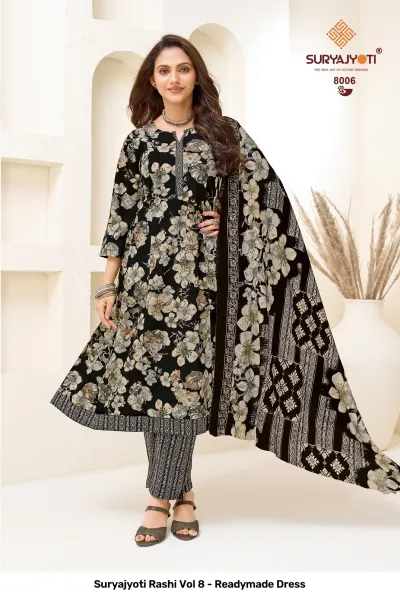 Suryajyoti Rashi Vol 8 - Readymade Dress — Heavy Cotton Printed Anarkali Style, Stitched Suits, Suryajyoti wholesale from Surat — view 7