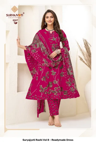 Suryajyoti Rashi Vol 8 - Readymade Dress — Heavy Cotton Printed Anarkali Style, Stitched Suits, Suryajyoti wholesale from Surat — view 8