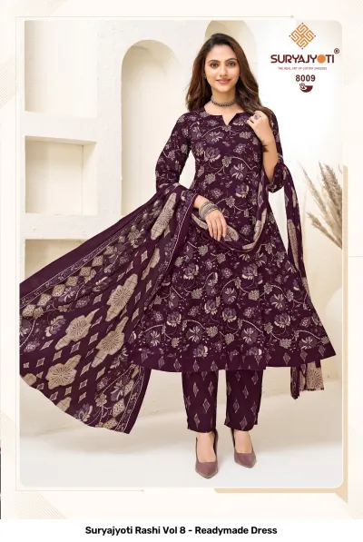 Suryajyoti Rashi Vol 8 - Readymade Dress — Heavy Cotton Printed Anarkali Style, Stitched Suits, Suryajyoti wholesale from Surat — view 9
