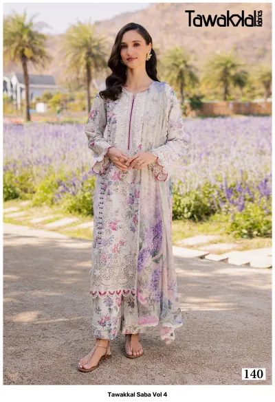 Tawakkal Saba Vol 4 — Pure Cotton, Karachi Pattern Dress, Tawakkal wholesale from Surat — view 12