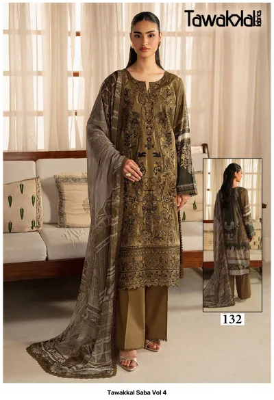 Tawakkal Saba Vol 4 — Pure Cotton, Karachi Pattern Dress, Tawakkal wholesale from Surat — view 3