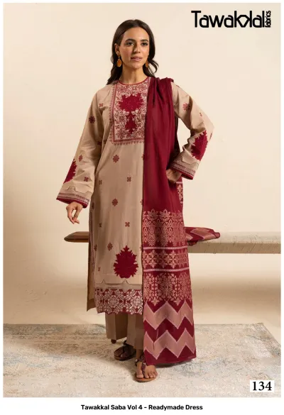 Tawakkal Saba Vol 4 - Readymade Dress — Pure Cotton, Pakistani Readymade Suits, Tawakkal wholesale from Surat — view 4