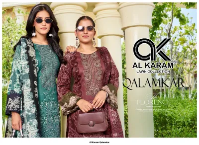 Al Karam Qalamkar — Karachi Cotton Dress Material, Al Karam Lawn Collection wholesale from Surat — view 2