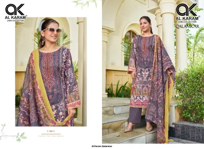 Al Karam Qalamkar — Karachi Cotton Dress Material, Al Karam Lawn Collection wholesale from Surat — view 3