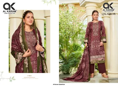 Al Karam Qalamkar — Karachi Cotton Dress Material, Al Karam Lawn Collection wholesale from Surat — view 5