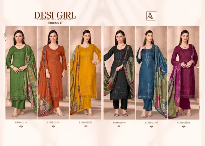 Alok Suit Desi Girl Edition 8 — Viscose Muslin Designer Embroidery Work, Semi Stitched Suits, Alok Suit wholesale from Surat — view 8