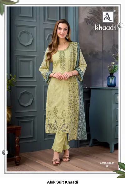 Alok Suit Khaadi — Semi Stitched Suits, Alok Suit wholesale from Surat — view 2