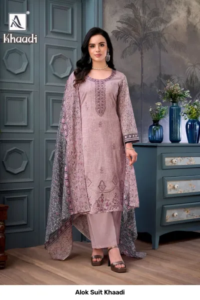 Alok Suit Khaadi — Semi Stitched Suits, Alok Suit wholesale from Surat — view 4