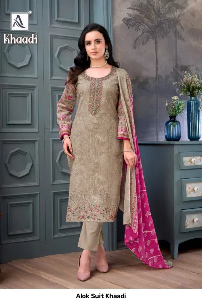 Alok Suit Khaadi — Semi Stitched Suits, Alok Suit wholesale from Surat — view 5