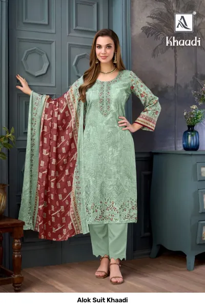 Alok Suit Khaadi — Semi Stitched Suits, Alok Suit wholesale from Surat — view 6