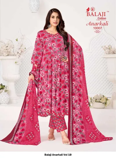 Balaji Anarkali Vol 10 — Heavy Cotton Printed Anarkali Style, Readymade Suits, Balaji Cotton wholesale from Surat — view 3