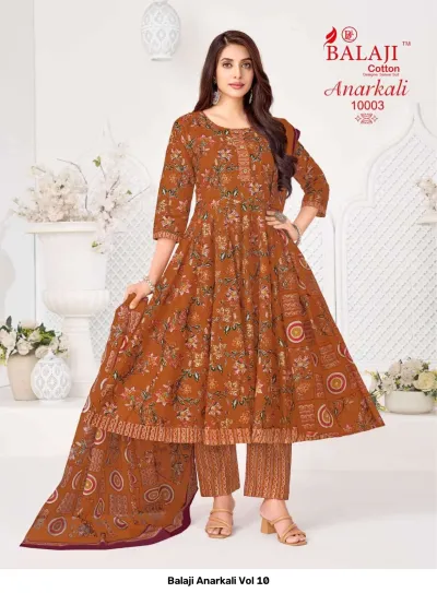 Balaji Anarkali Vol 10 — Heavy Cotton Printed Anarkali Style, Readymade Suits, Balaji Cotton wholesale from Surat — view 6