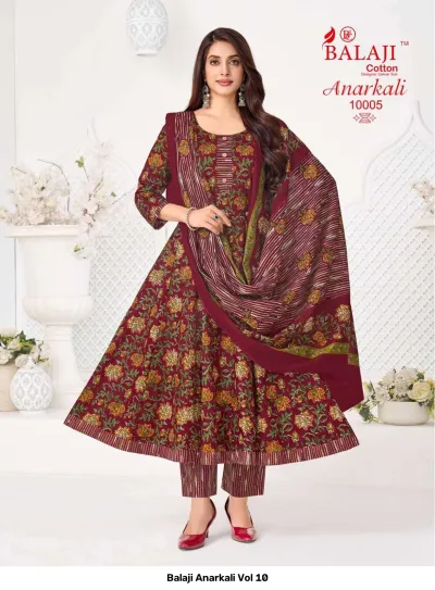 Balaji Anarkali Vol 10 — Heavy Cotton Printed Anarkali Style, Readymade Suits, Balaji Cotton wholesale from Surat — view 8