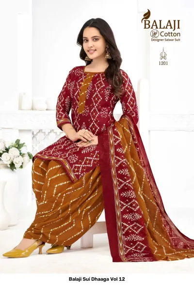 Balaji Sui Dhaaga Vol 12 design 2 of 12 — Pure Cotton Unstitched Dress Materials with print by Balaji Cotton, wholesale Surat