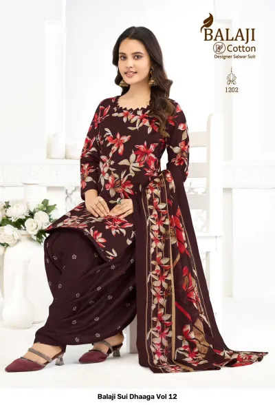 Balaji Sui Dhaaga Vol 12 design 3 of 12 — Pure Cotton Unstitched Dress Materials with print by Balaji Cotton, wholesale Surat