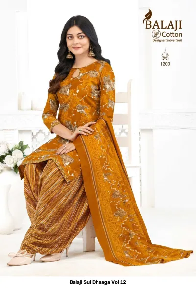 Balaji Sui Dhaaga Vol 12 design 4 of 12 — Pure Cotton Unstitched Dress Materials with print by Balaji Cotton, wholesale Surat