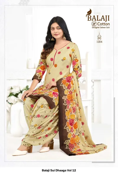Balaji Sui Dhaaga Vol 12 design 5 of 12 — Pure Cotton Unstitched Dress Materials with print by Balaji Cotton, wholesale Surat