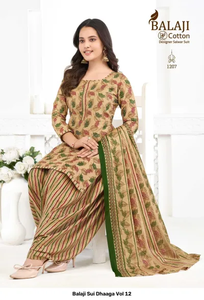 Balaji Sui Dhaaga Vol 12 design 8 of 12 — Pure Cotton Unstitched Dress Materials with print by Balaji Cotton, wholesale Surat