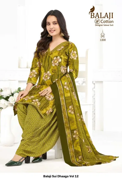 Balaji Sui Dhaaga Vol 12 design 9 of 12 — Pure Cotton Unstitched Dress Materials with print by Balaji Cotton, wholesale Surat
