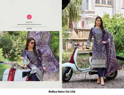 Belliza Naira Vol 156, purple printed salwar suit with detailed embroidery and a coordinating decorative dupatta.