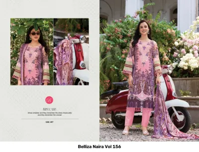 Belliza Naira Vol 156, pink printed salwar suit featuring embroidery and a coordinated printed dupatta.