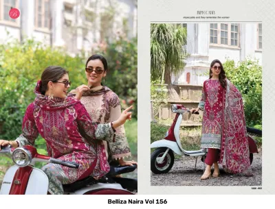 Belliza Naira Vol 156, dark pink printed salwar suit featuring detailed embroidery and a matching printed dupatta.