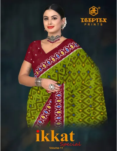 Deeptex Ikkat Vol 11 — Cotton Sarees by Deeptex Prints, wholesale Surat
