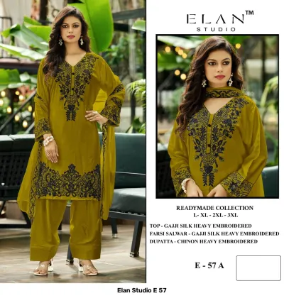 Elan Studio E 57 — Gajji Silk Heavy Embroidered, Pakistani Readymade Suits, Elan Studio wholesale from Surat — view 2