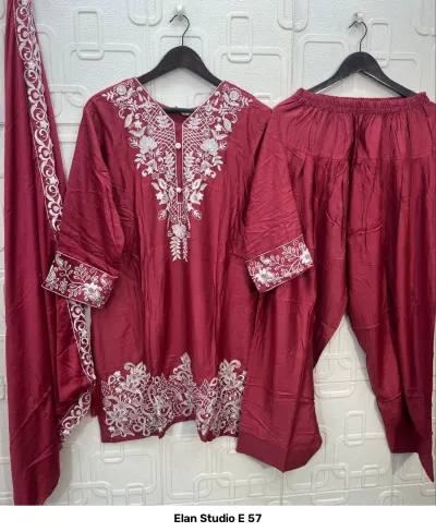 Elan Studio E 57 — Gajji Silk Heavy Embroidered, Pakistani Readymade Suits, Elan Studio wholesale from Surat — view 7