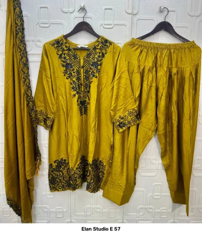 Elan Studio E 57 — Gajji Silk Heavy Embroidered, Pakistani Readymade Suits, Elan Studio wholesale from Surat — view 8