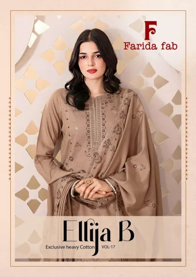 Farida Fab Ellija B Vol 17 — Pure Cotton Karachi Cotton Dress Material with print by Farida, wholesale Surat