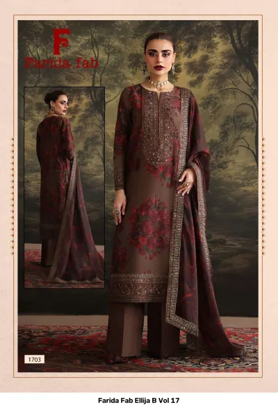 Farida Fab Ellija B Vol 17 design 3 of 8 — Pure Cotton Karachi Cotton Dress Material with print by Farida, wholesale Surat