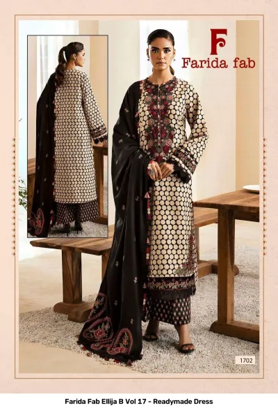 Farida Fab Ellija B Vol 17 - Readymade Dress design 4 of 8 — Pure Cotton Pakistani Readymade Suits with print by Farida, wholesale Surat