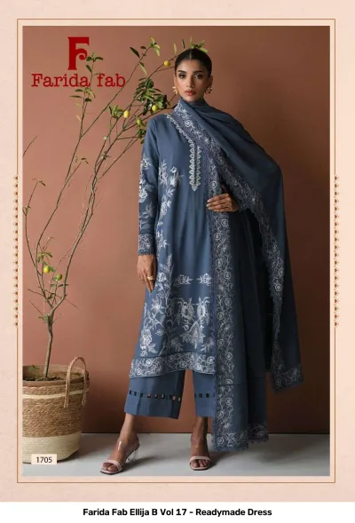 Farida Fab Ellija B Vol 17 - Readymade Dress design 5 of 8 — Pure Cotton Pakistani Readymade Suits with print by Farida, wholesale Surat