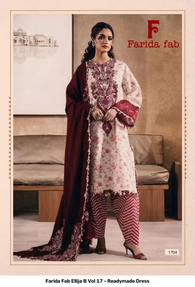 Farida Fab Ellija B Vol 17 - Readymade Dress design 6 of 8 — Pure Cotton Pakistani Readymade Suits with print by Farida, wholesale Surat