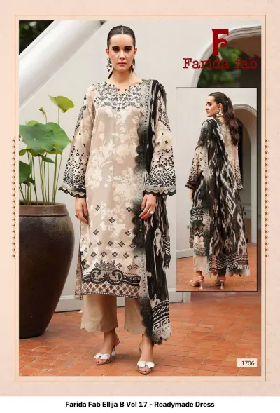 Farida Fab Ellija B Vol 17 - Readymade Dress design 7 of 8 — Pure Cotton Pakistani Readymade Suits with print by Farida, wholesale Surat