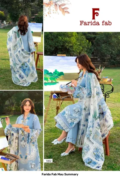 Farida Fab Mau Summary design 3 of 8 — Pure Cotton Karachi Cotton Dress Material with print by Farida, wholesale Surat