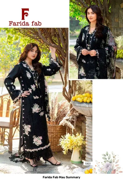 Farida Fab Mau Summary design 5 of 8 — Pure Cotton Karachi Cotton Dress Material with print by Farida, wholesale Surat
